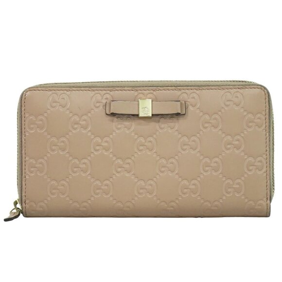 GUCCI Guccissima Leather 388680 Round Zip Wallet Pink-Beige Gold - Picture 1 of 10